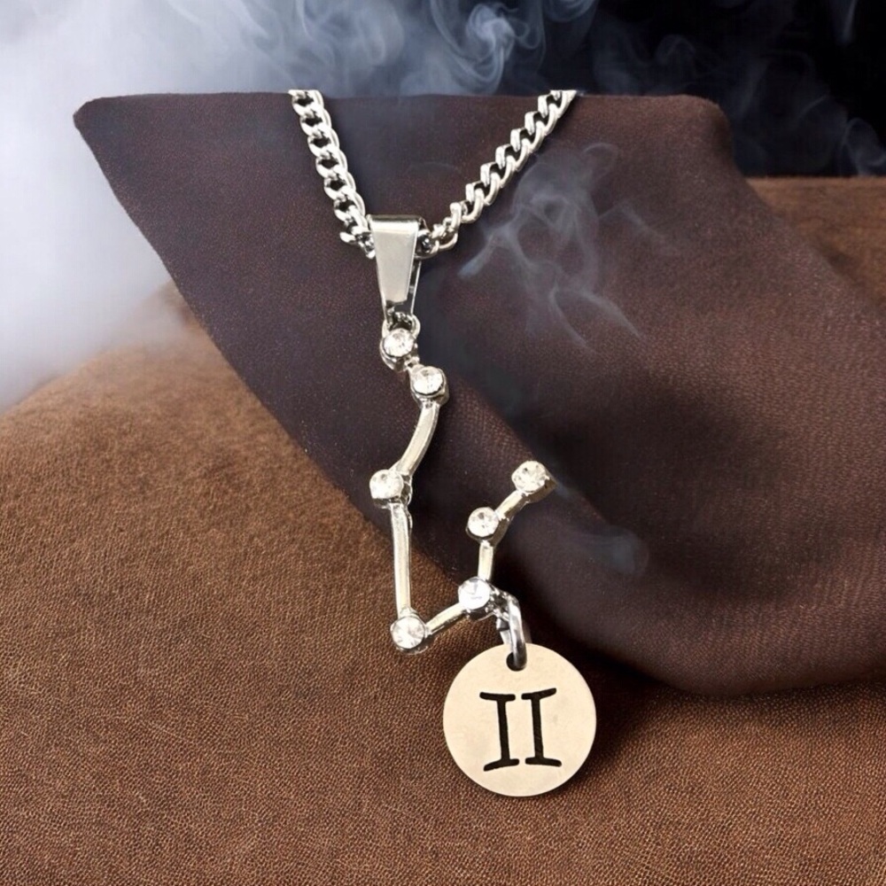 🆕 Gemini Crystal Constellation Heart Necklace Alloy/Stainless Steel